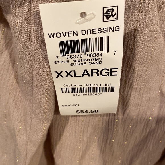 Tan with gold sparkles, short sleeves off the shoulders blouse - Picture 5 of 7